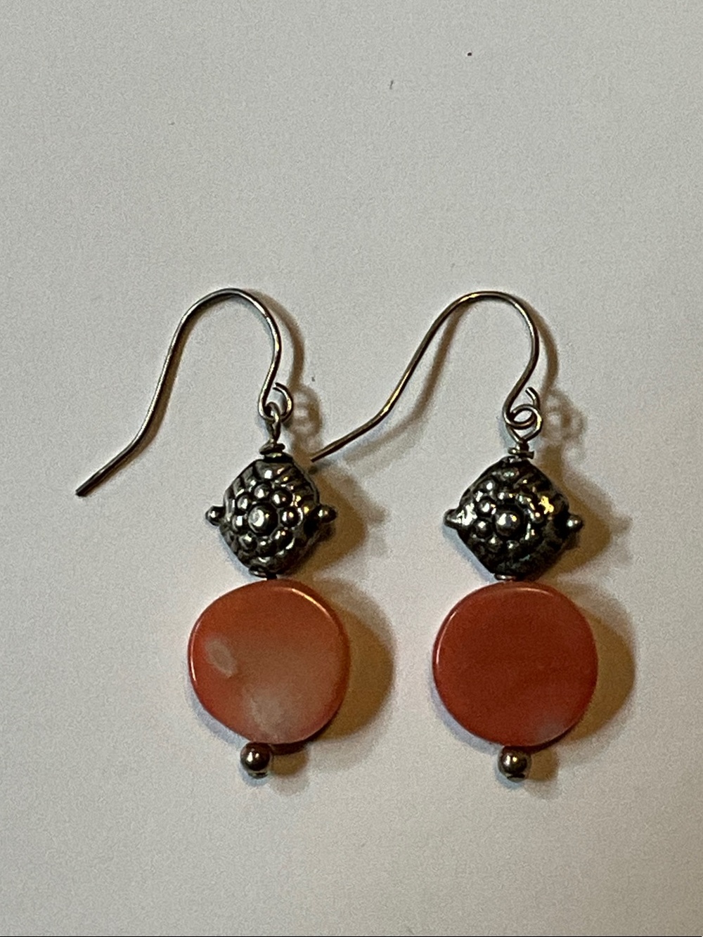 Sterling Silver & Coral Drop Earrings